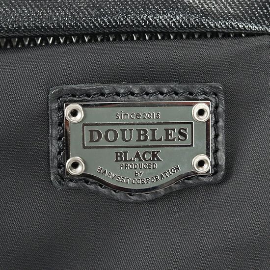 DOUBLES BLACK フラップショルダーバッグ 綿MIX×ナイロン×牛革