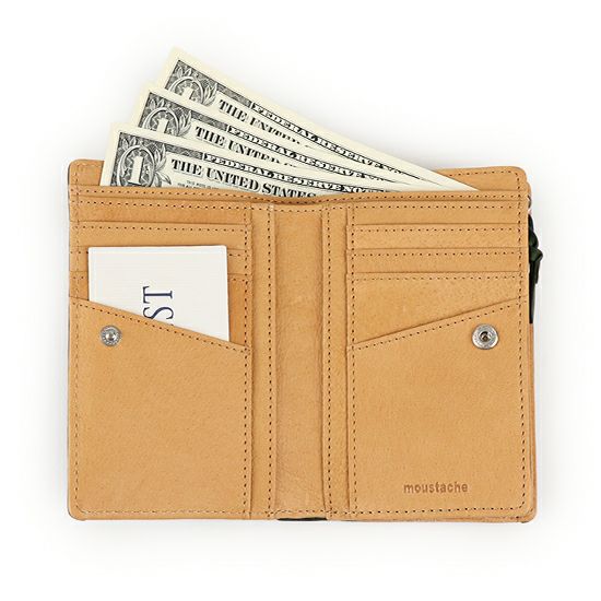MOUSTACHE 二つ折り財布 バッファロー革×豚革 DBR-5409