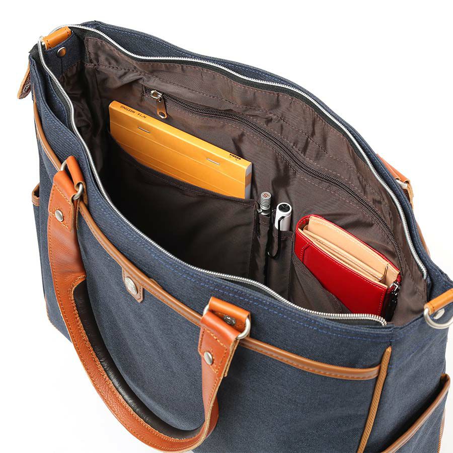 moustache on time 2WAY ビジネストート ポリエステル×牛革×合皮 JPF