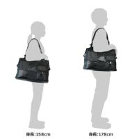 DOUBLES BLACK ボストンバッグ 綿MIX×ナイロン×牛革 JEW-3083
