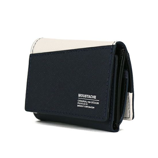 MOUSTACHE ３つ折り札入れ 牛型押し加工×牛革 DSS-4530