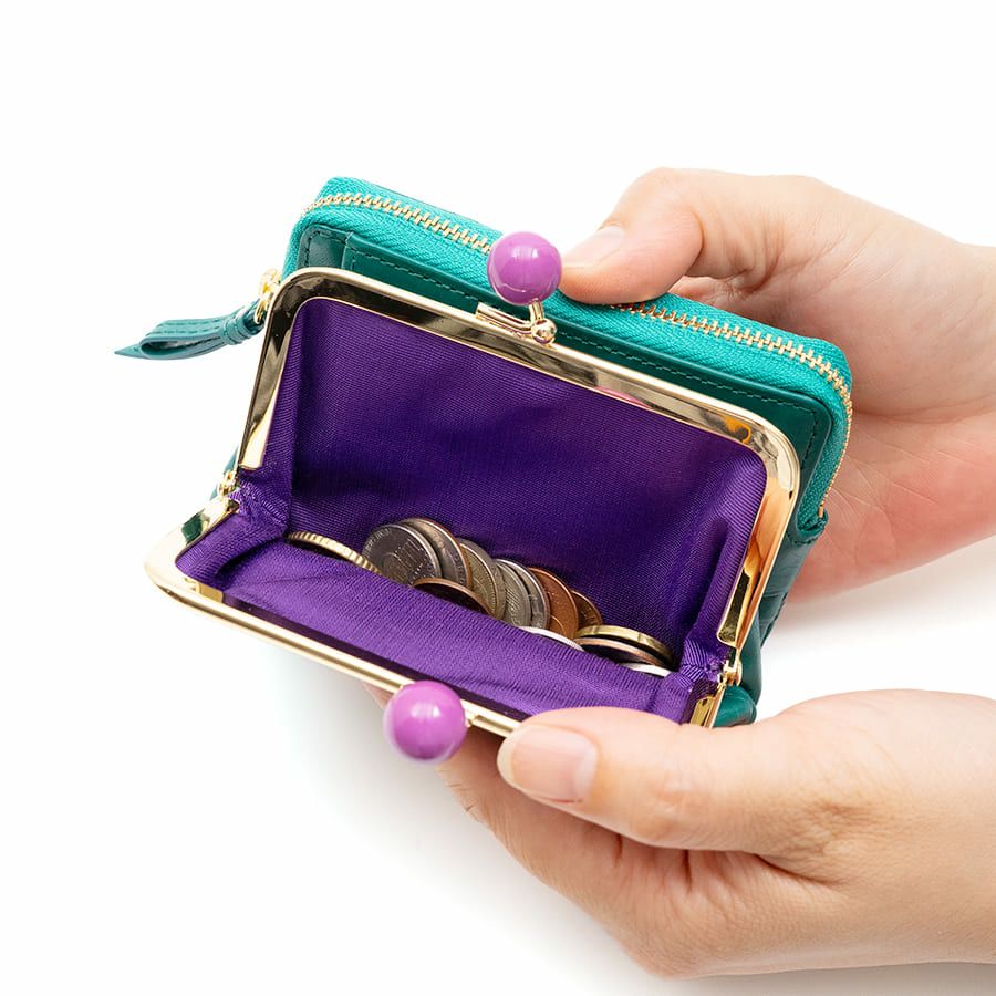 ESSENCE OF POISON がま口二つ折り財布 牛革 DES-3502