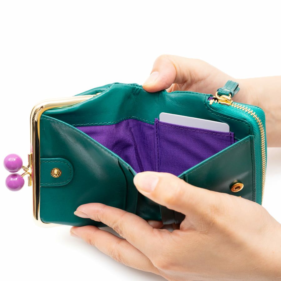 ESSENCE OF POISON がま口二つ折り財布 牛革 DES-3502