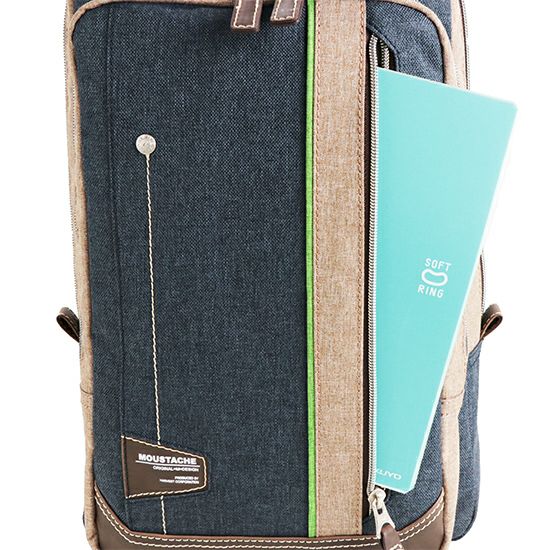 MOUSTACHE 2WAYボディリュック 杢調ポリエステル×白化合皮 JLG-4659