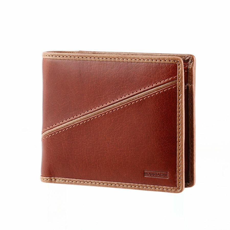MOUSTACHE コンビ鞣しバッファローレザー 二つ折り財布 牛革 WPO