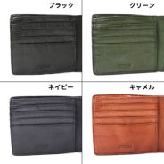 DOUBLES 二つ折り財布 牛革メッシュ×牛革(製品洗い加工) WLO-7640
