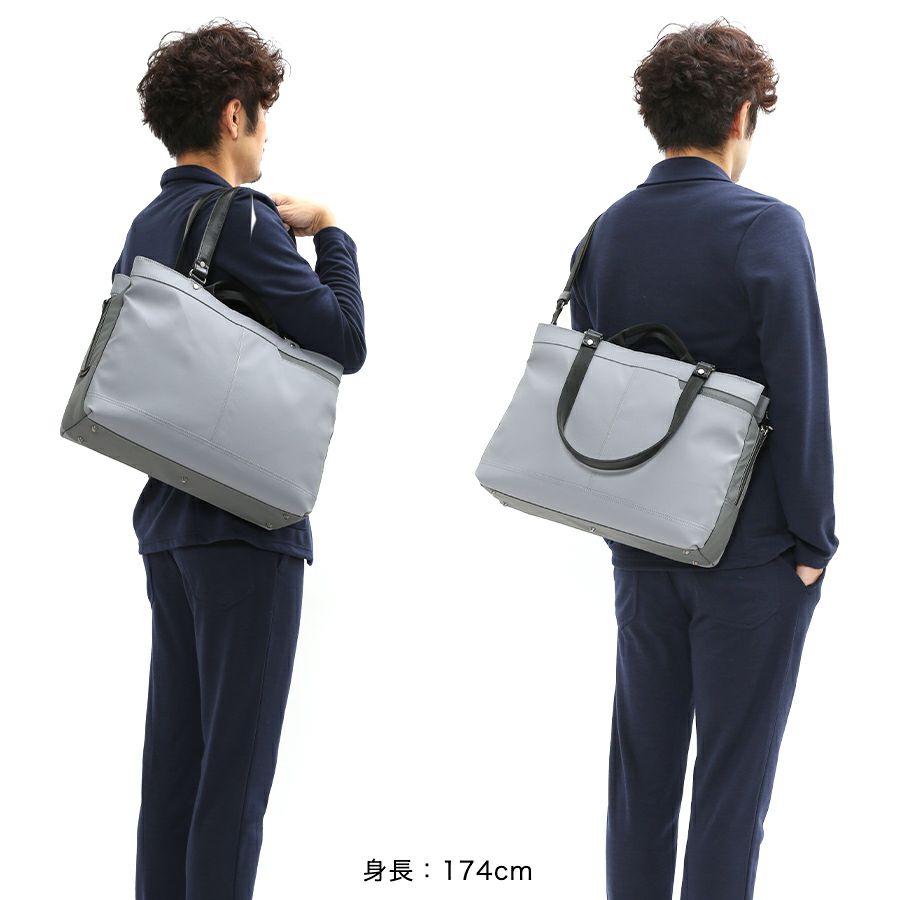 moustache on time ダブルハンドル３層トートブリーフバッグ Corduraコーティングポリ×牛革 JDF-2710