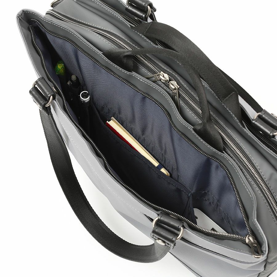 moustache on time ダブルハンドル３層トートブリーフバッグ Corduraコーティングポリ×牛革 JDF-2710