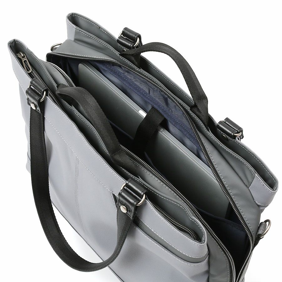 moustache on time ダブルハンドル３層トートブリーフバッグ Corduraコーティングポリ×牛革 JDF-2710