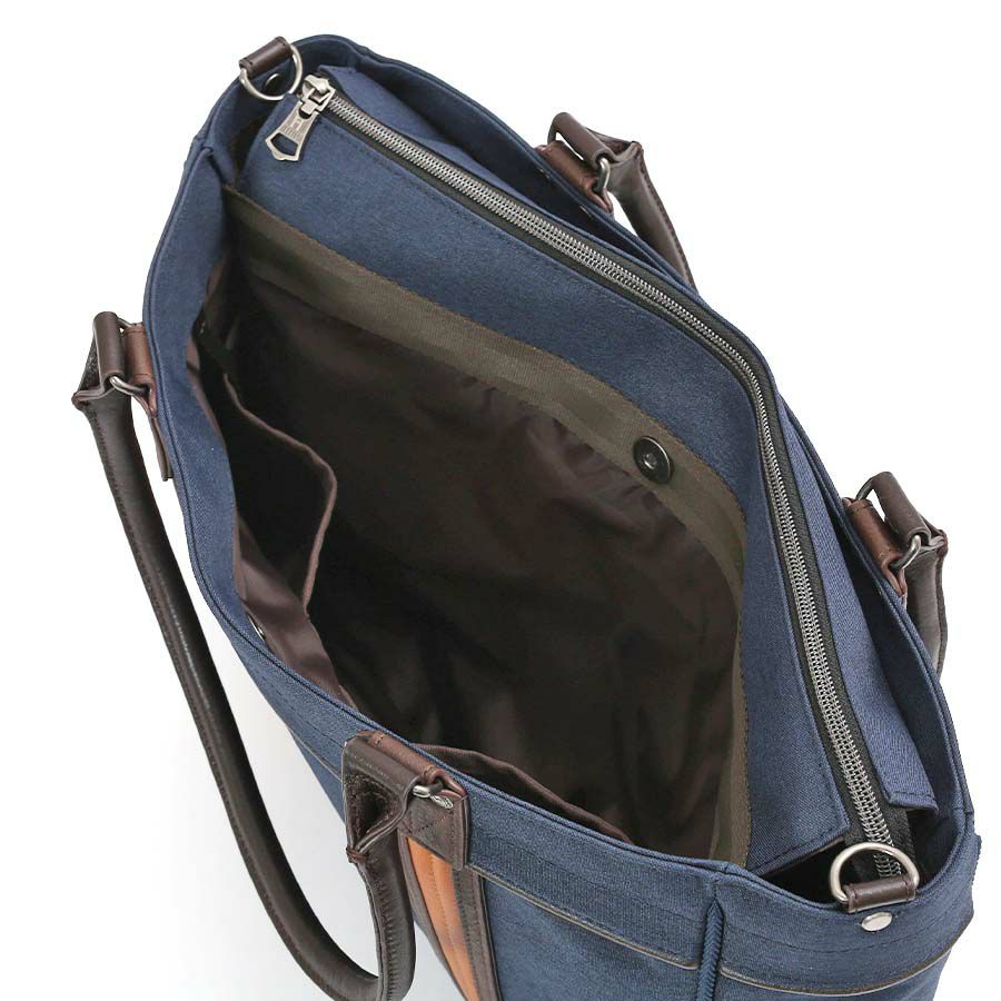 moustache on time 2WAYブリーフトート 杢調ポリ×合皮×牛革 JHZ-2720