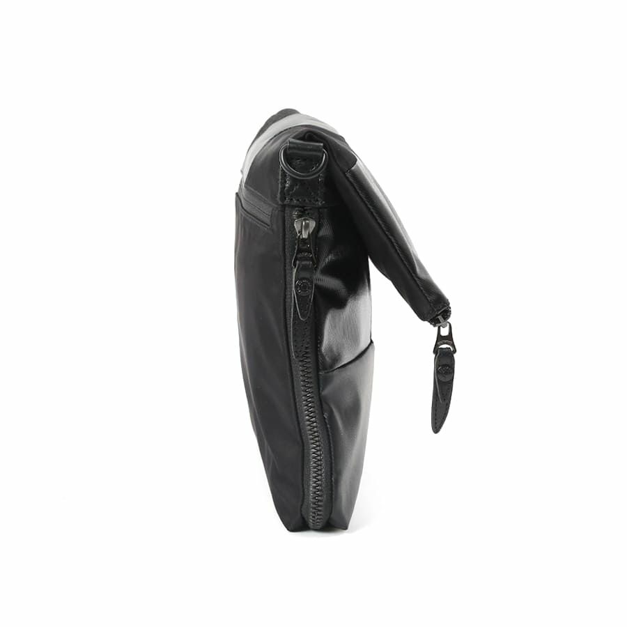 DOUBLESBLACK 口折れショルダーバッグ 綿MIX×ナイロン×牛革 JEW-3089