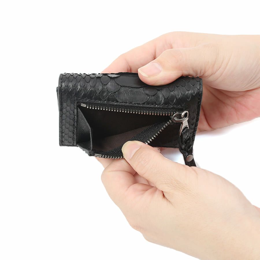 DOUBLES 三つ折り財布 マットパイソン革×イタリアン牛革 KSK-7050