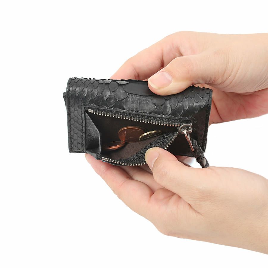 DOUBLES 三つ折り財布 マットパイソン革×イタリアン牛革 KSK-7050