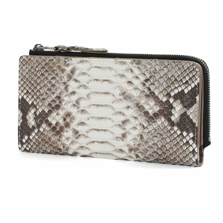 DOUBLES L字ファスナー長財布 マットパイソン革×イタリアン牛革 KSK-7053