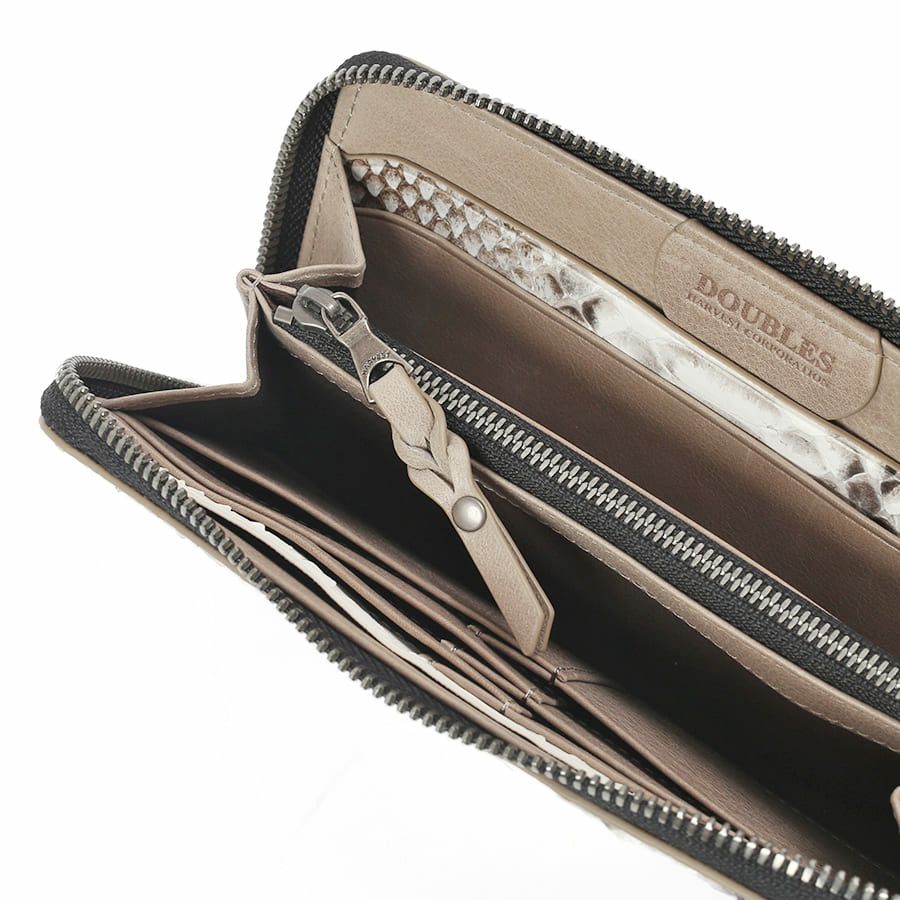 DOUBLES ラウンド長財布 マットパイソン革×イタリアン牛革 KSK-7054