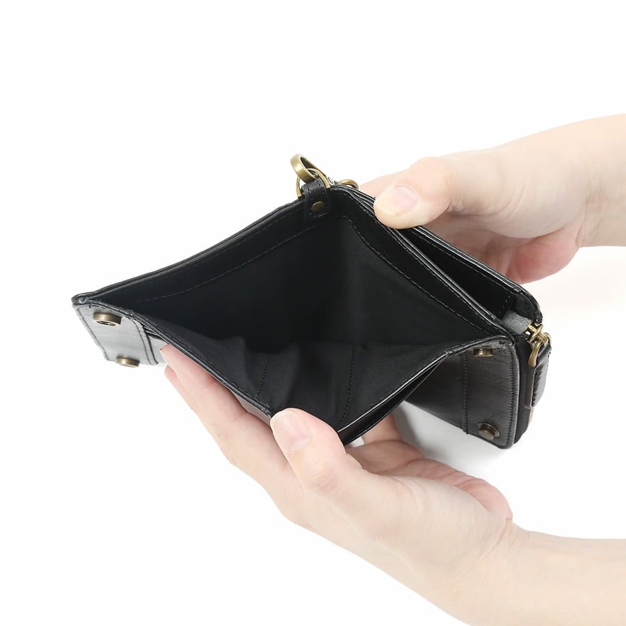 DOUBLES 二つ折りミドル財布 牛革(アイロン加工) KLE-7701