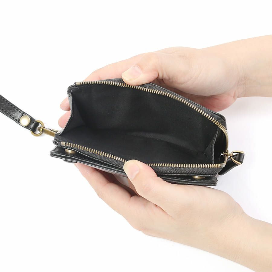 DOUBLES 二つ折りミドル財布 牛革(アイロン加工) KLE-7701