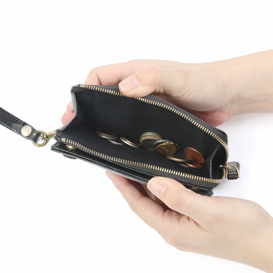 DOUBLES 二つ折りミドル財布 牛革(アイロン加工) KLE-7701