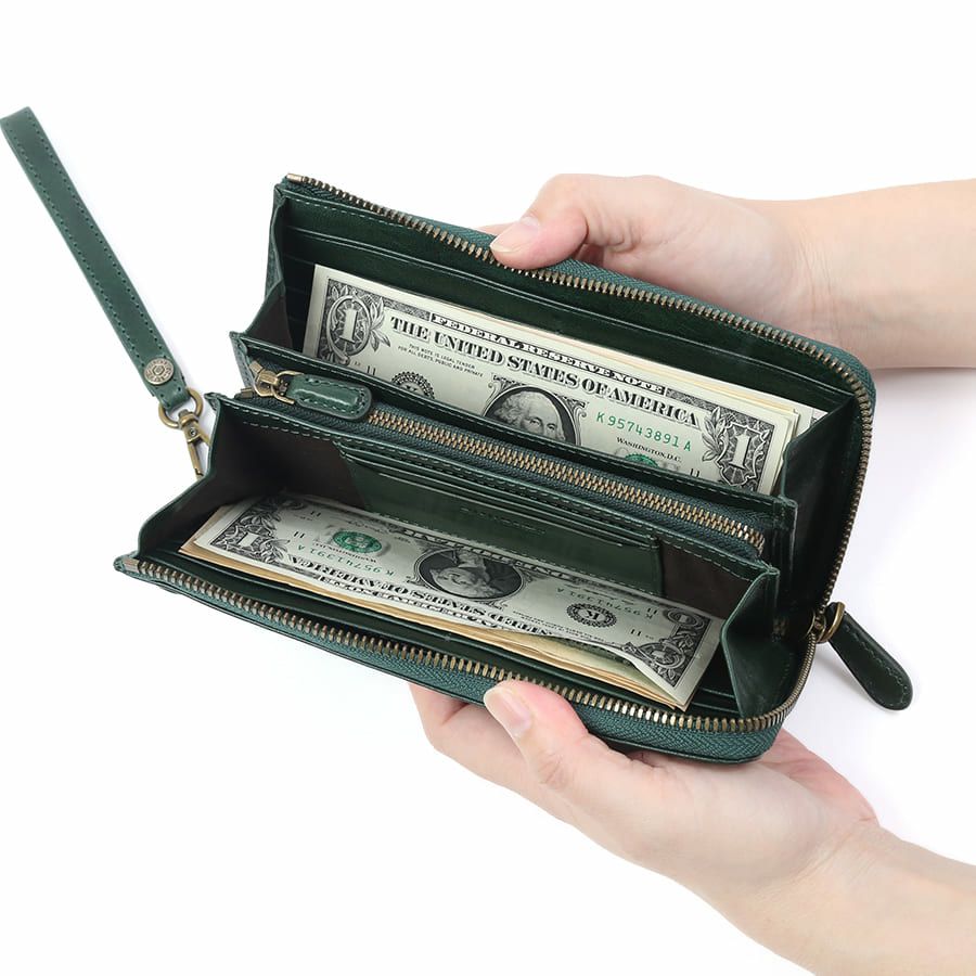 DOUBLES L字ファスナー長財布 牛革(アイロン加工) KLE-7702