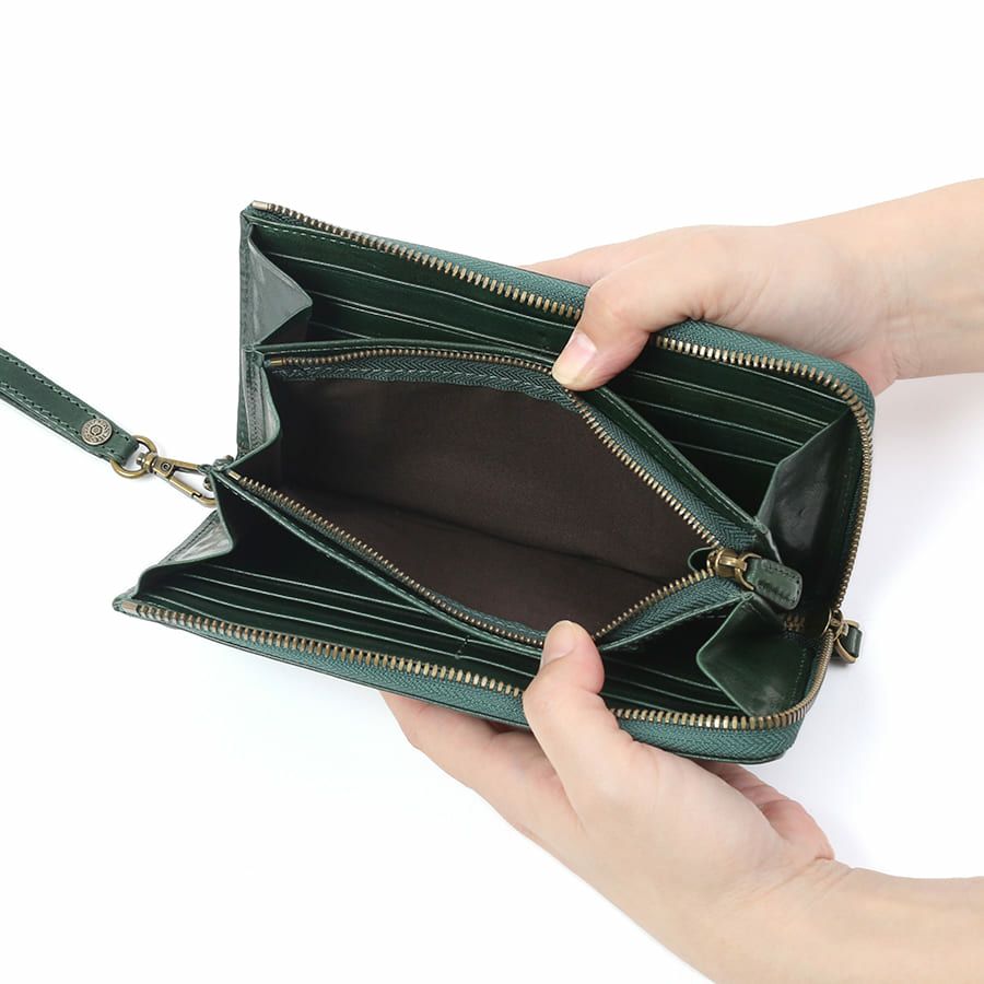 DOUBLES L字ファスナー長財布 牛革(アイロン加工) KLE-7702