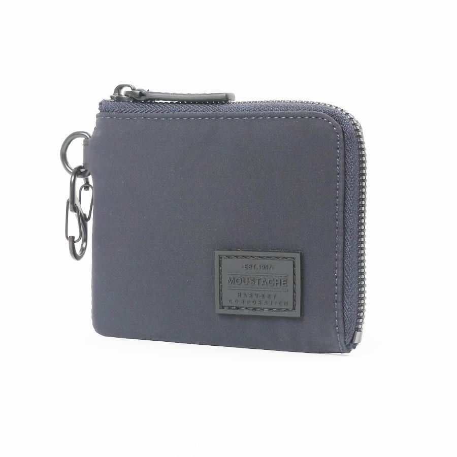 MOUSTACHE カラビナ付きミニ財布 撥水ポリエステル×牛革 KXX-4421