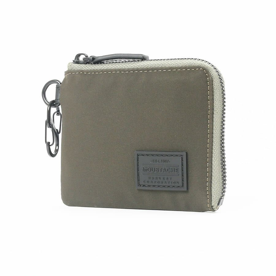 MOUSTACHE カラビナ付きミニ財布 撥水ポリエステル×牛革 KXX-4421