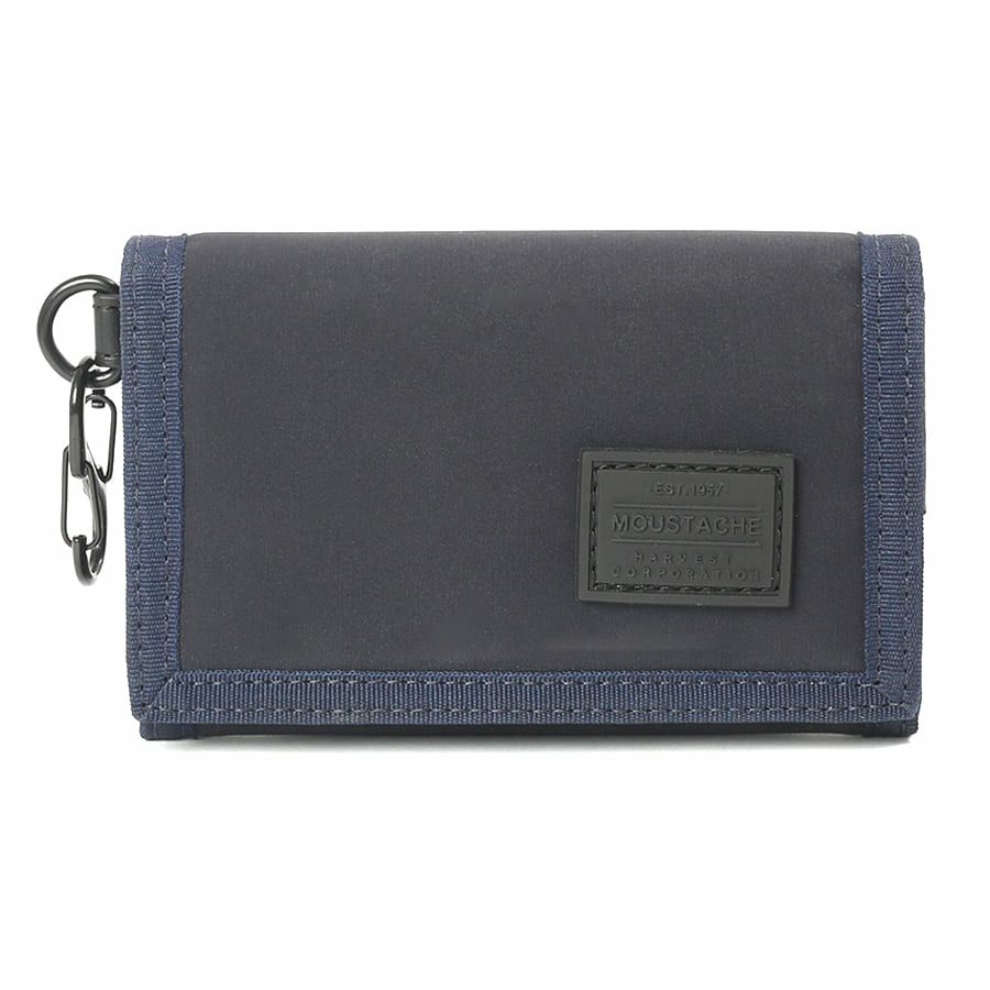 MOUSTACHE カラビナ付きコンパクト二つ折り財布 撥水ポリエステル×牛革 KXX-4422