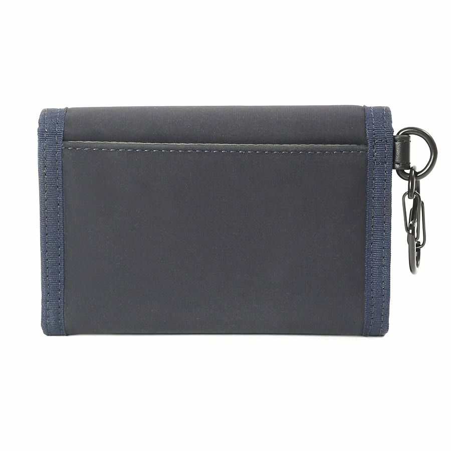 MOUSTACHE カラビナ付きコンパクト二つ折り財布 撥水ポリエステル×牛革 KXX-4422