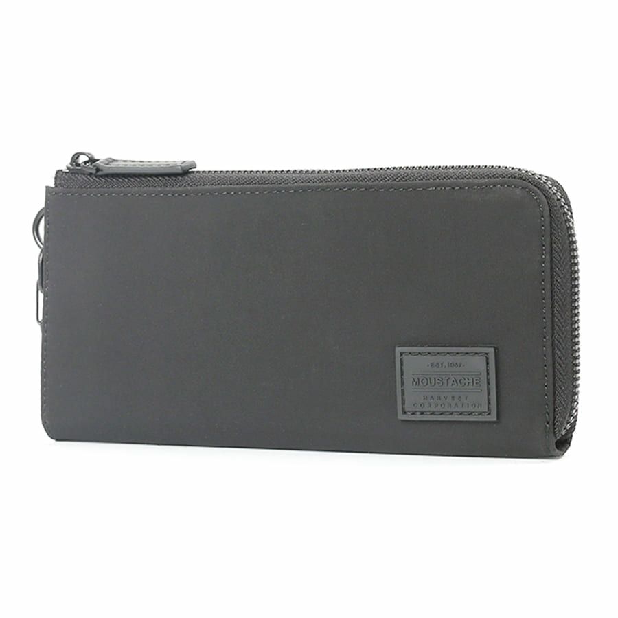 MOUSTACHE カラビナ付きL字ファスナー長財布 撥水ポリエステル×牛革 KXX-4423