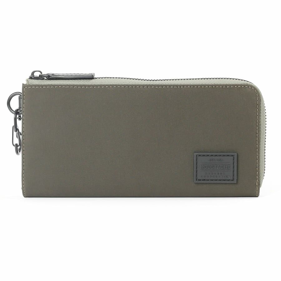 MOUSTACHE カラビナ付きL字ファスナー長財布 撥水ポリエステル×牛革 KXX-4423