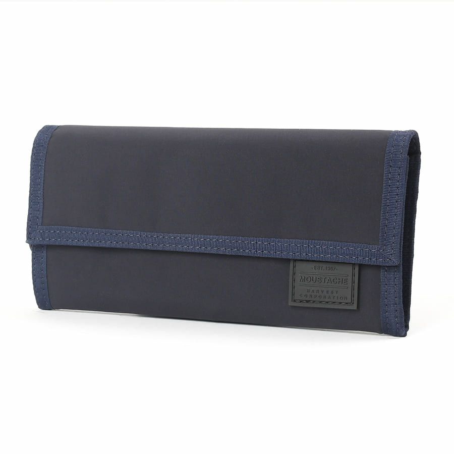 MOUSTACHE カラビナ付き長財布 撥水ポリエステル×牛革 KXX-4424