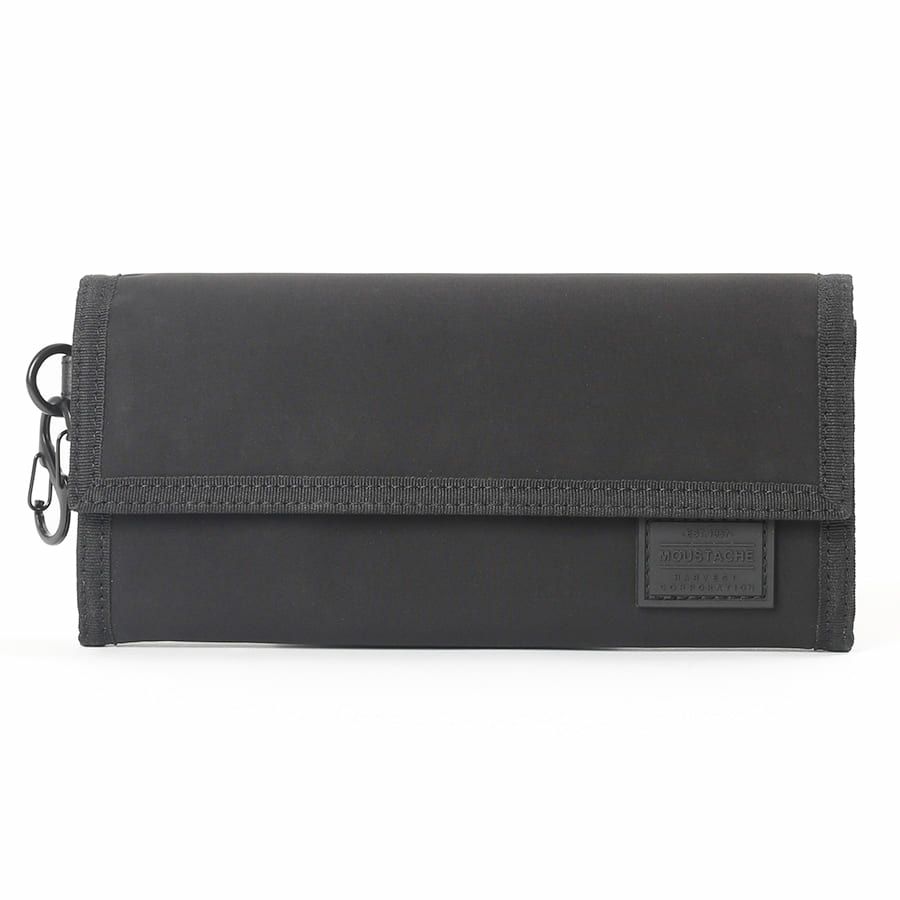 MOUSTACHE カラビナ付き長財布 撥水ポリエステル×牛革 KXX-4424