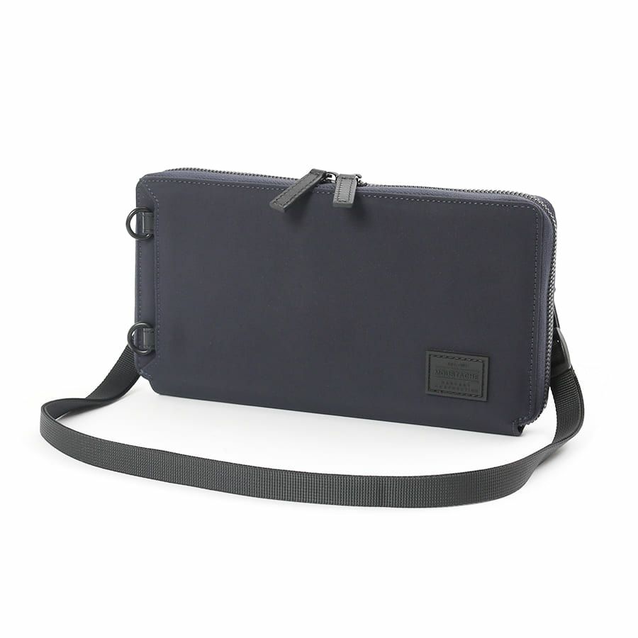 MOUSTACHE ショルダー付きマルチケース 撥水ポリエステル×牛革 KXX-4425