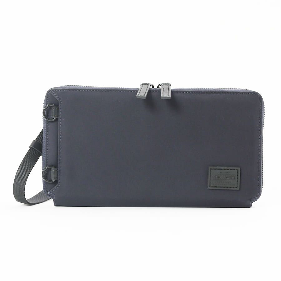 MOUSTACHE ショルダー付きマルチケース 撥水ポリエステル×牛革 KXX-4425