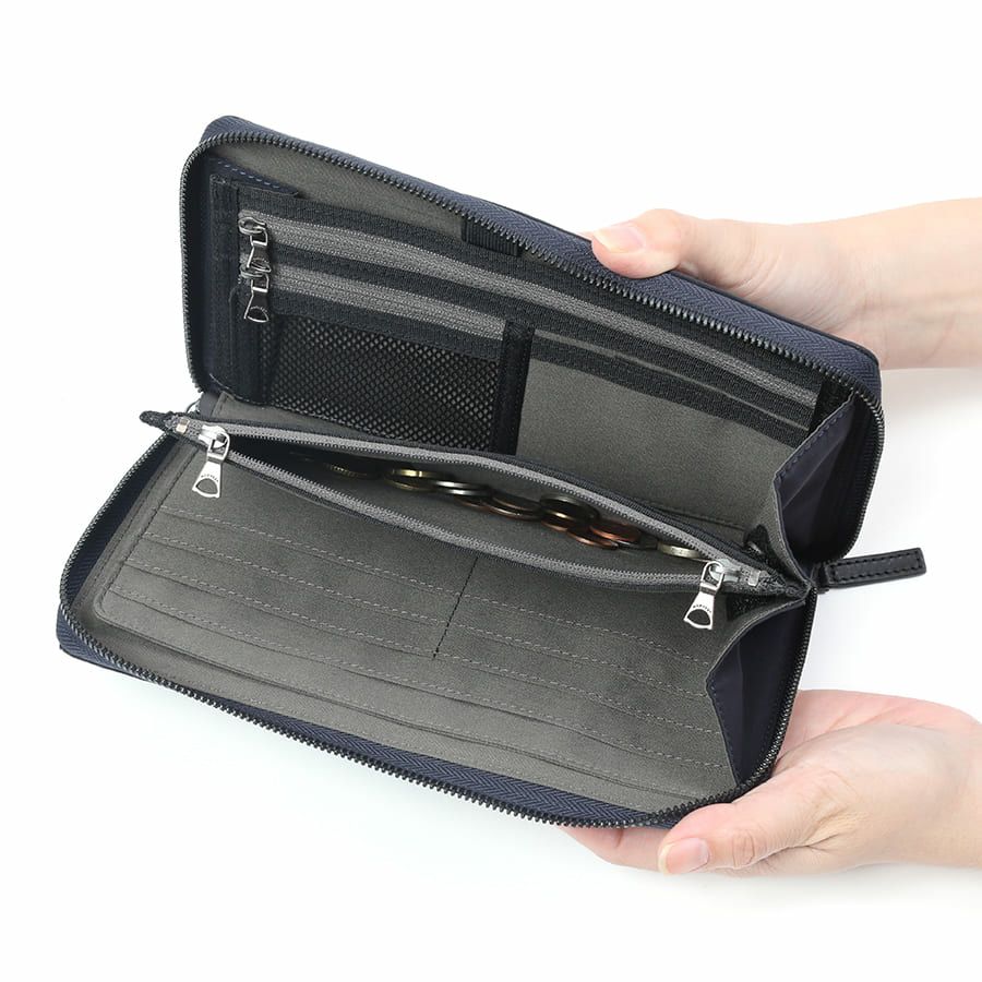 MOUSTACHE ショルダー付きマルチケース 撥水ポリエステル×牛革 KXX-4425