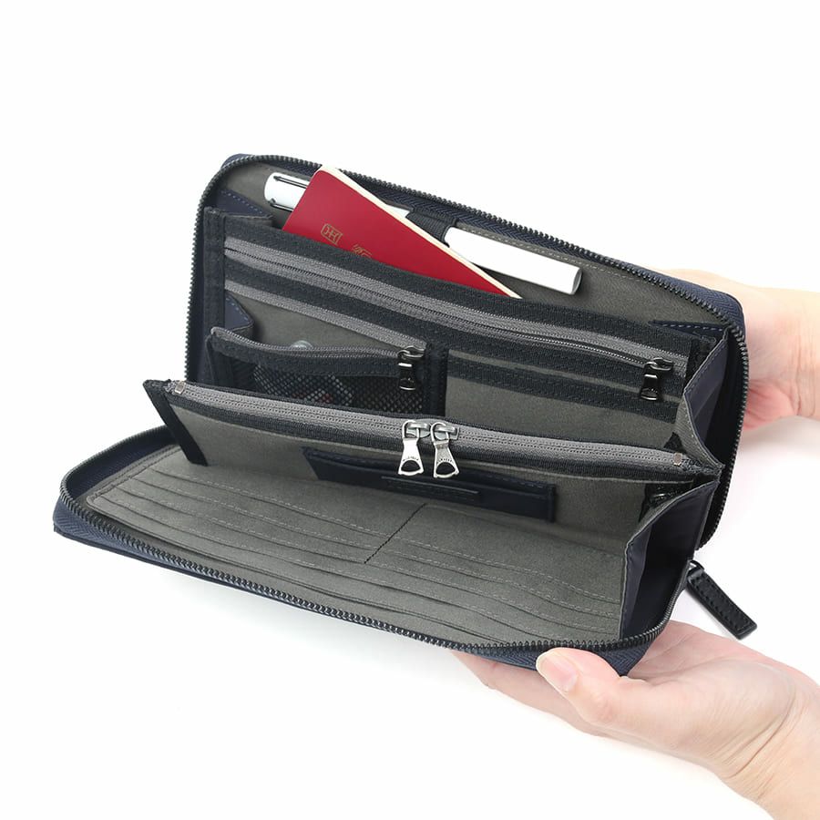 MOUSTACHE ショルダー付きマルチケース 撥水ポリエステル×牛革 KXX-4425