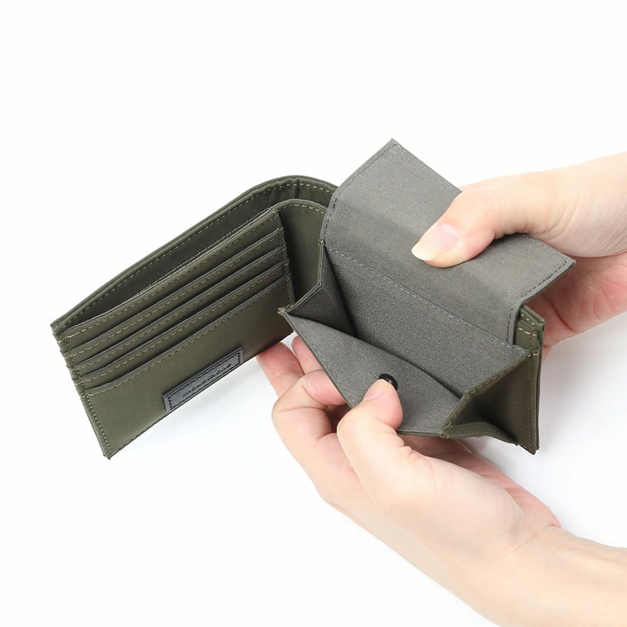 MOUSTACHE 二つ折り財布 撥水ポリエステル×牛革 KXX-4426