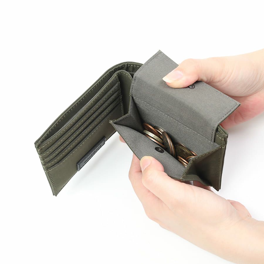 MOUSTACHE 二つ折り財布 撥水ポリエステル×牛革 KXX-4426