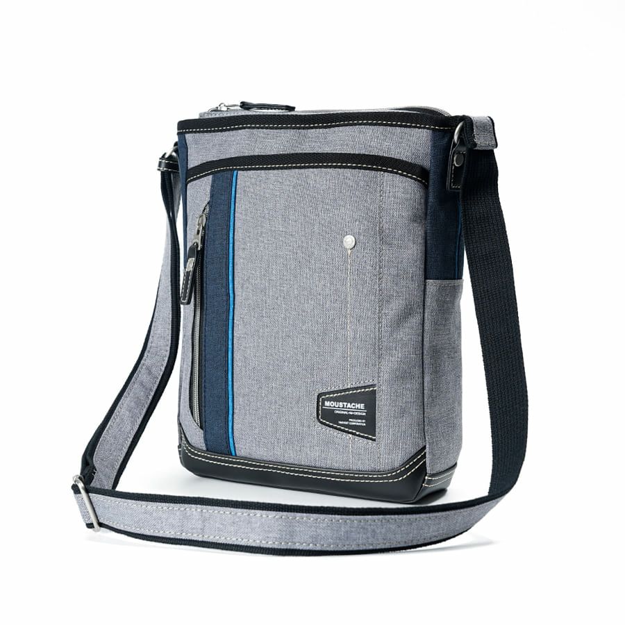 MOUSTACHE ショルダーバッグ 杢調ポリ×白化合皮 JLG-4664