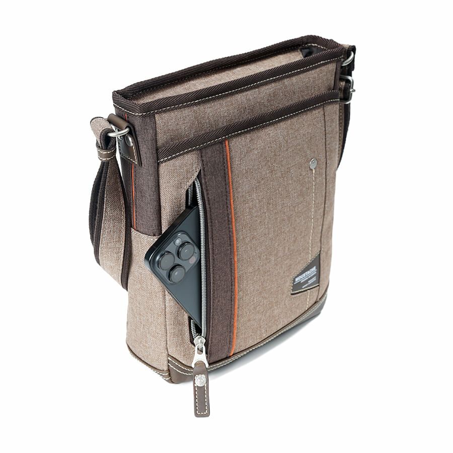 MOUSTACHE ショルダーバッグ 杢調ポリ×白化合皮 JLG-4664