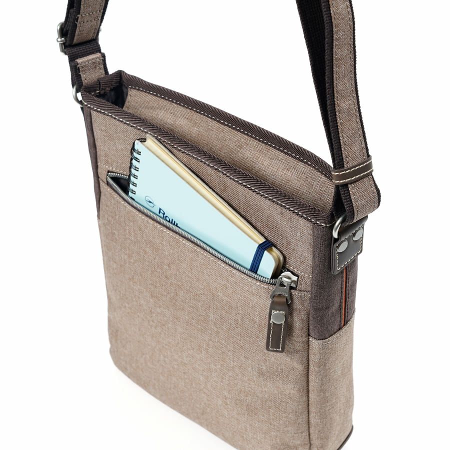 MOUSTACHE ショルダーバッグ 杢調ポリ×白化合皮 JLG-4664