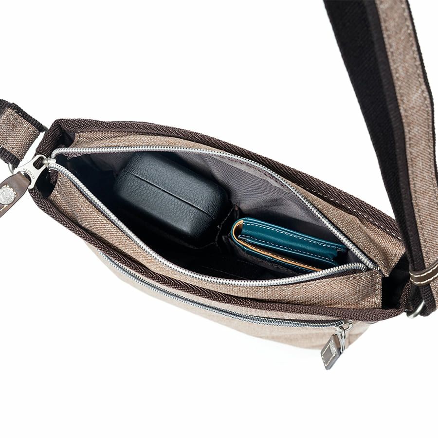 MOUSTACHE ショルダーバッグ 杢調ポリ×白化合皮 JLG-4664