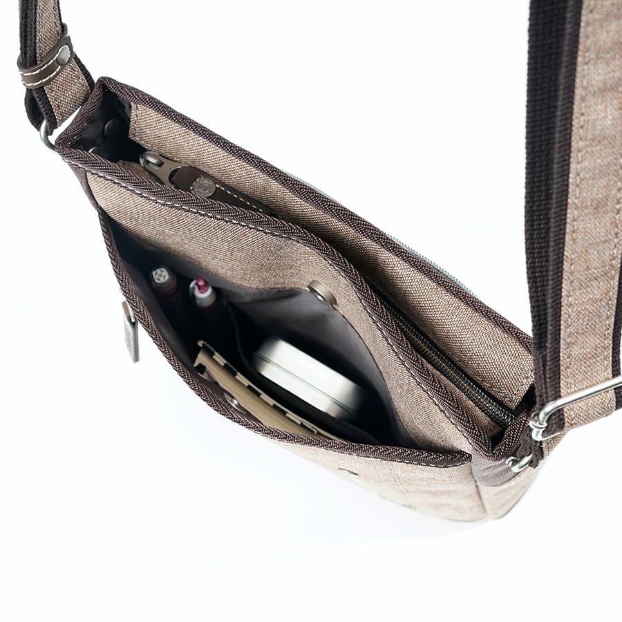 MOUSTACHE ショルダーバッグ 杢調ポリ×白化合皮 JLG-4664