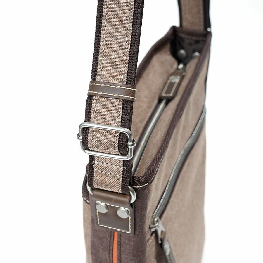 MOUSTACHE ショルダーバッグ 杢調ポリ×白化合皮 JLG-4664