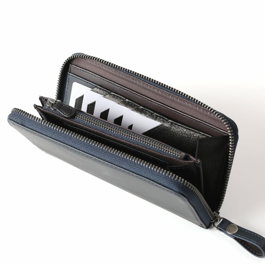 MOUSTACHE ラウンド長財布 プルアップ牛革×牛革 DDP-0425