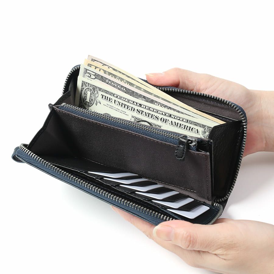 MOUSTACHE ラウンド長財布 プルアップ牛革×牛革 DDP-0425