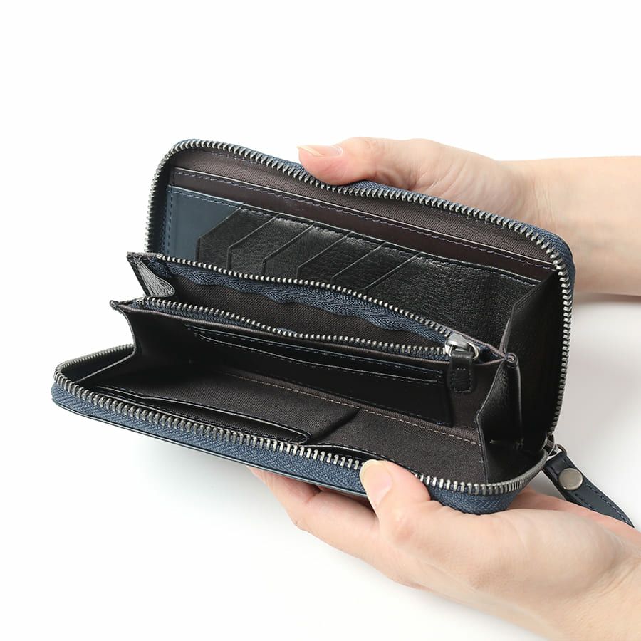 MOUSTACHE ラウンド長財布 プルアップ牛革×牛革 DDP-0425