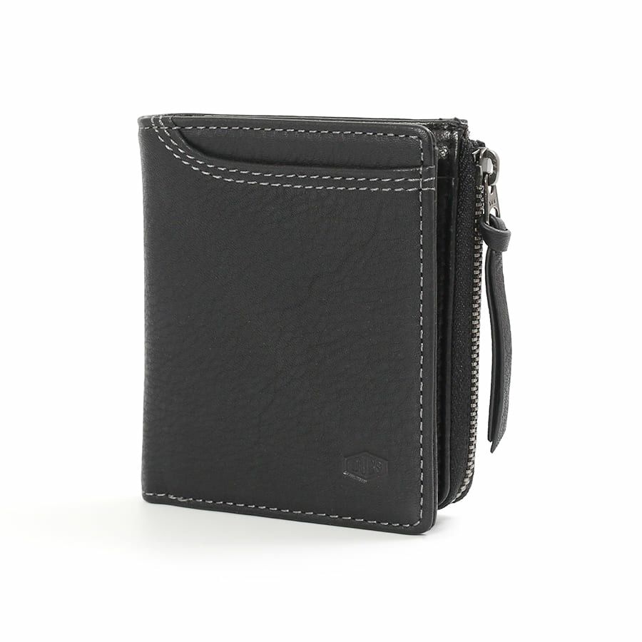 DOUBLES 二つ折り財布 一毛牛手塗り加工×牛革 DTS-1420