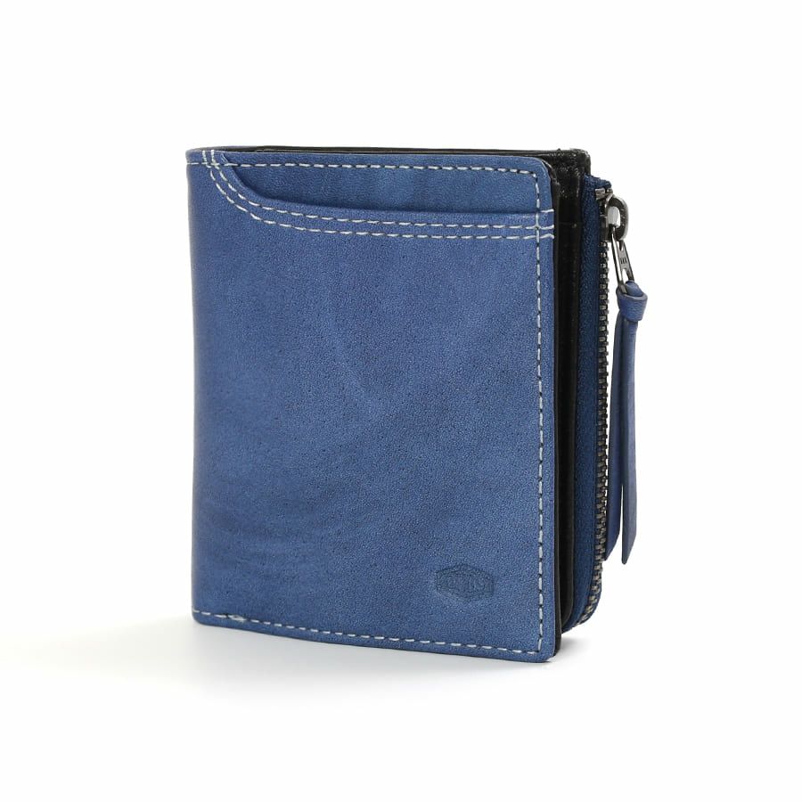 DOUBLES 二つ折り財布 一毛牛手塗り加工×牛革 DTS-1420