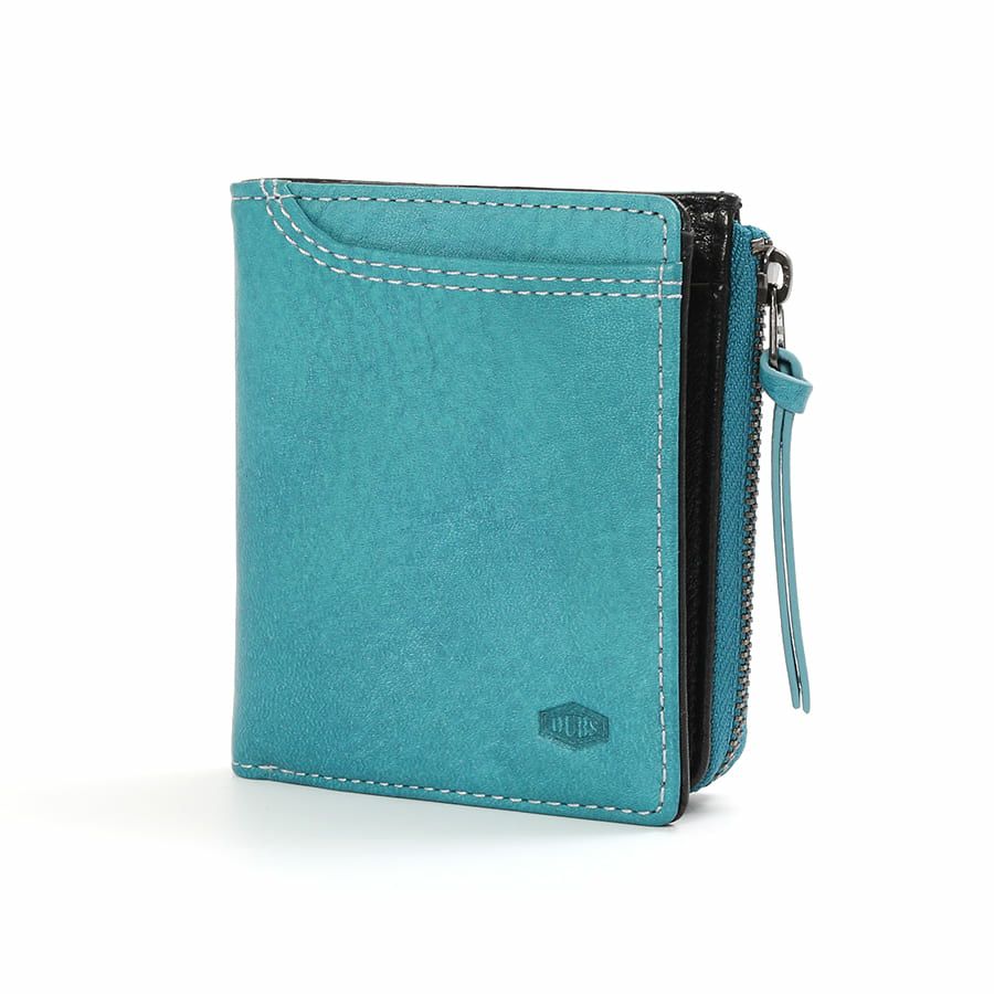 DOUBLES 二つ折り財布 一毛牛手塗り加工×牛革 DTS-1420